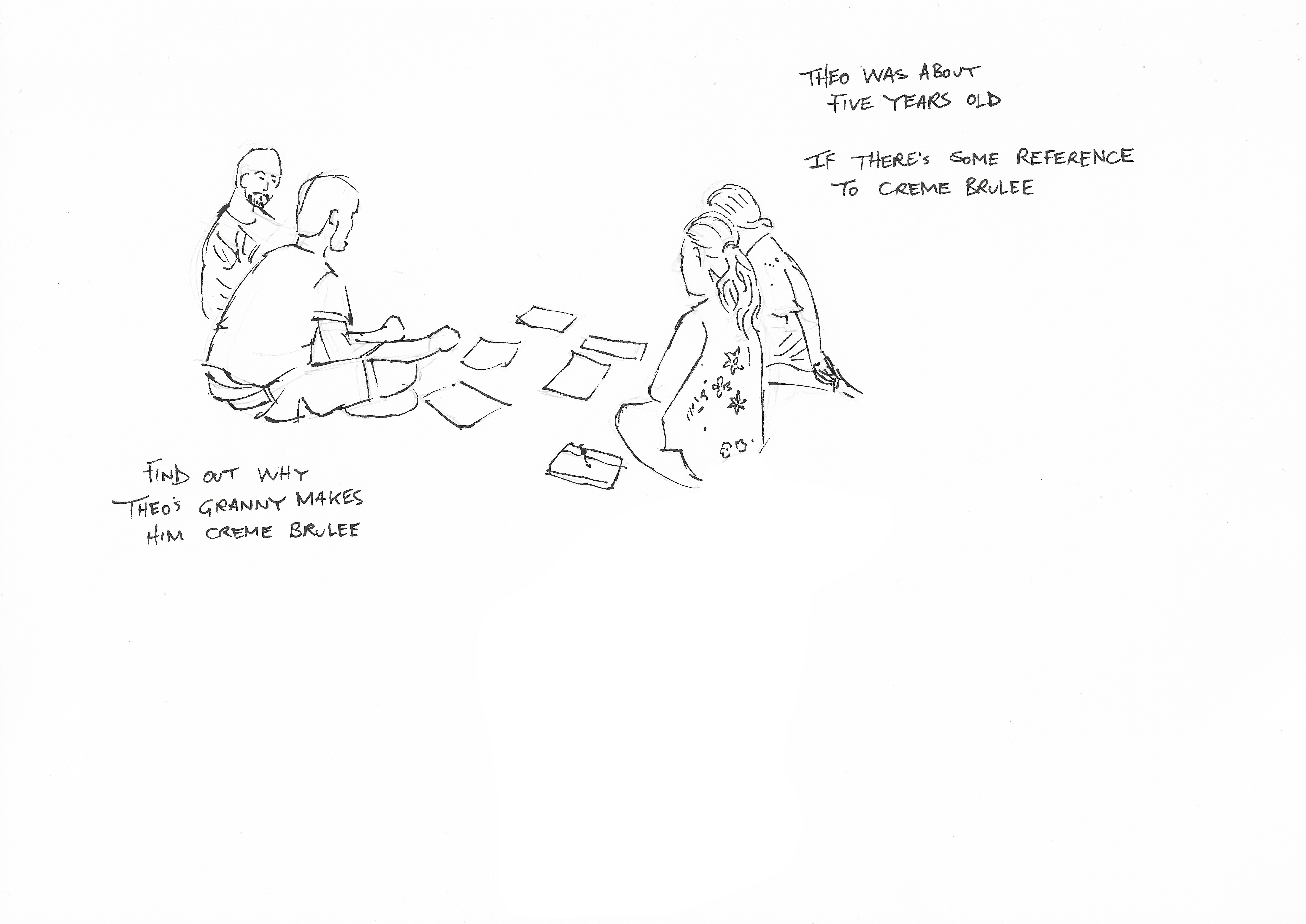 Drawing of people discussing